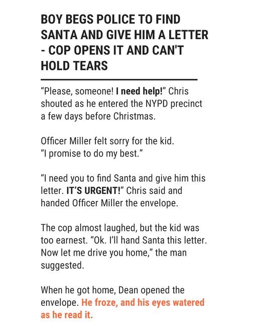 Little Boy Begs Cops to Find Santa Claus and Give Him His Christmas Letter – Story of the Day