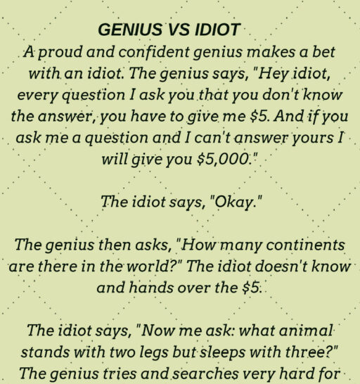 GENIUS & THE IDIOT – A SHORT FUNNY STORY