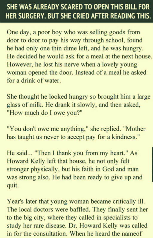 SHE WAS ALREADY SCARED TO OPEN THIS BILL FOR HER SURGERY. BUT SHE CRIED AFTER READING THIS.
